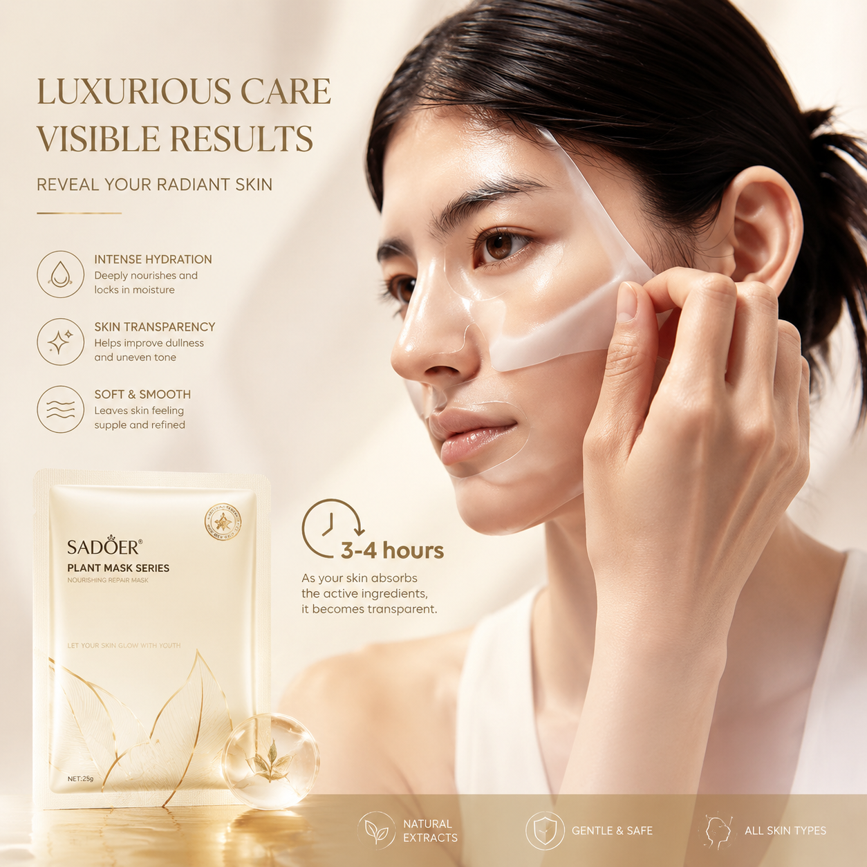 Luxury Bio-Collagen Overnight Deep Hydration Mask – 4-Piece Firming & Radiance Care Set