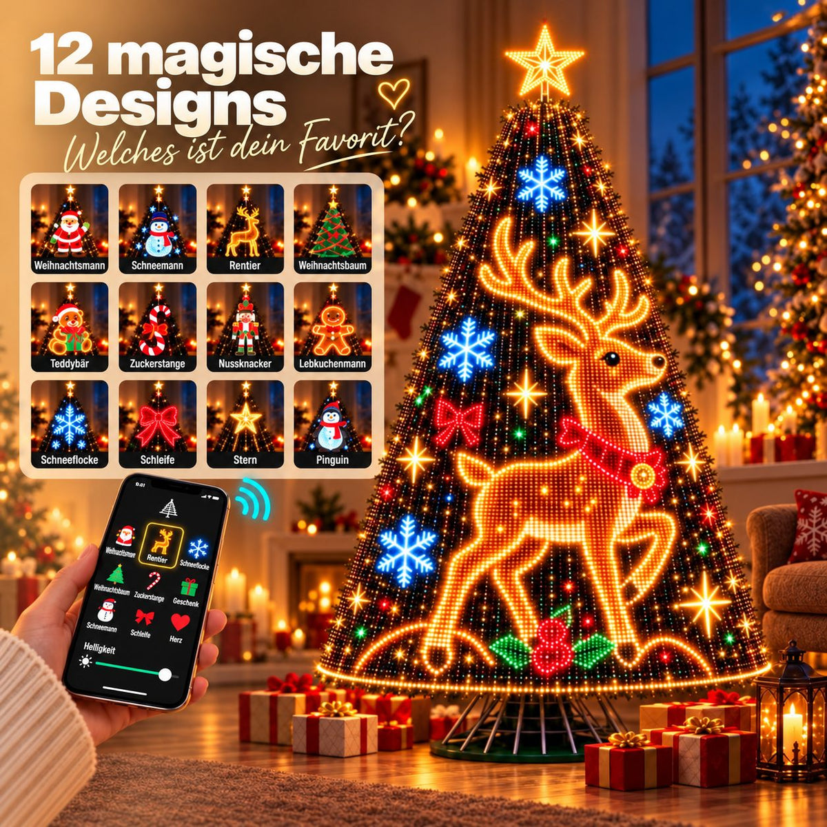 🎄 Smarte animierte Weihnachtsbaumbeleuchtung – Erwecke deinen Weihnachtsbaum zum Leben! 🎅