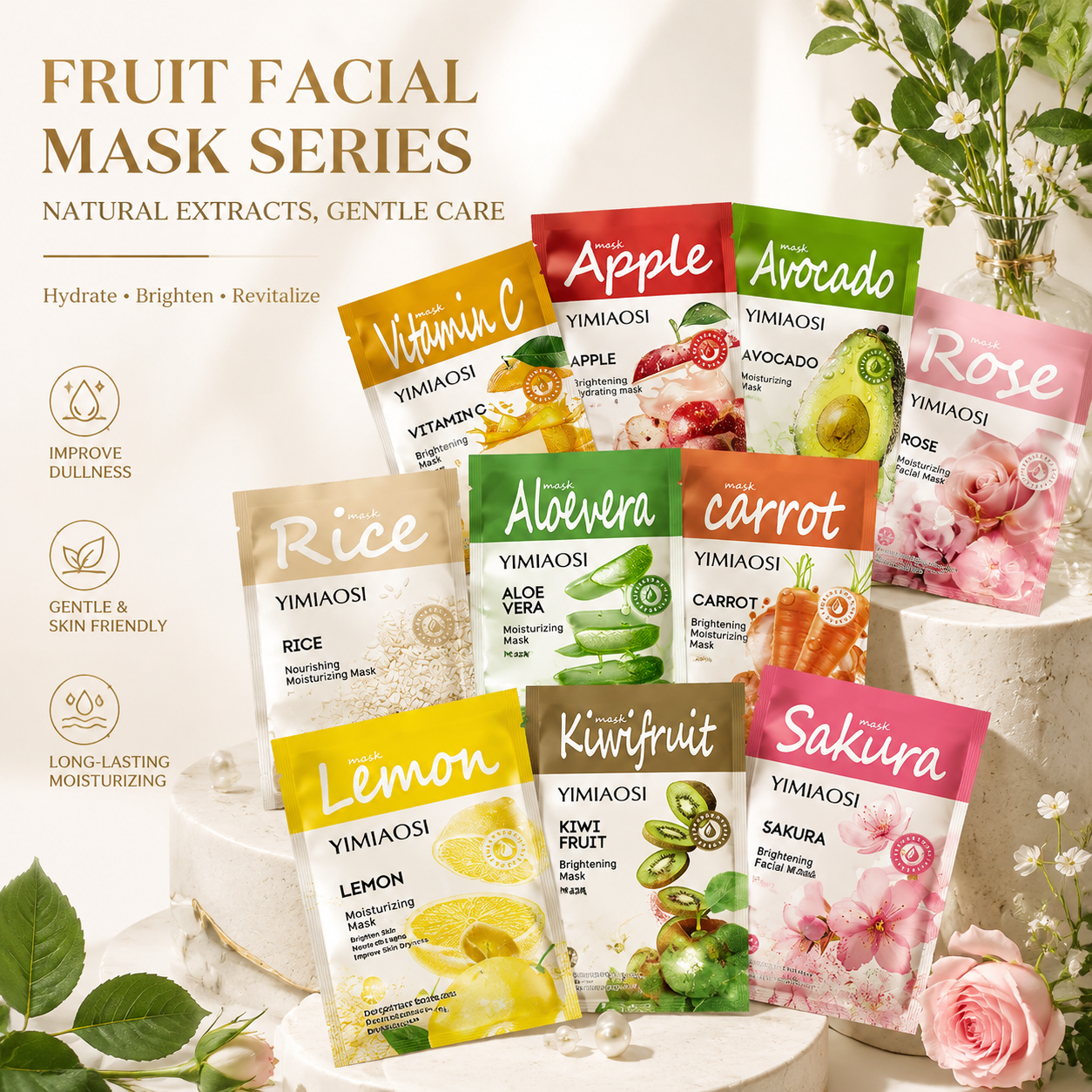 Premium Fruit Extract Hydrating Facial Mask Set