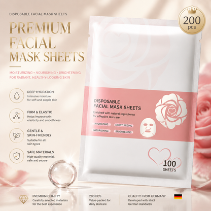 Premium SilkTouch™ Facial Mask Sheets – 100 Ultra-Soft Hydrating Spa-Quality Mask Papers