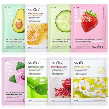Luxury Botanical Hydration Facial Mask Set – 8 Premium Moisturizing & Firming Korean-Style Sheet Masks