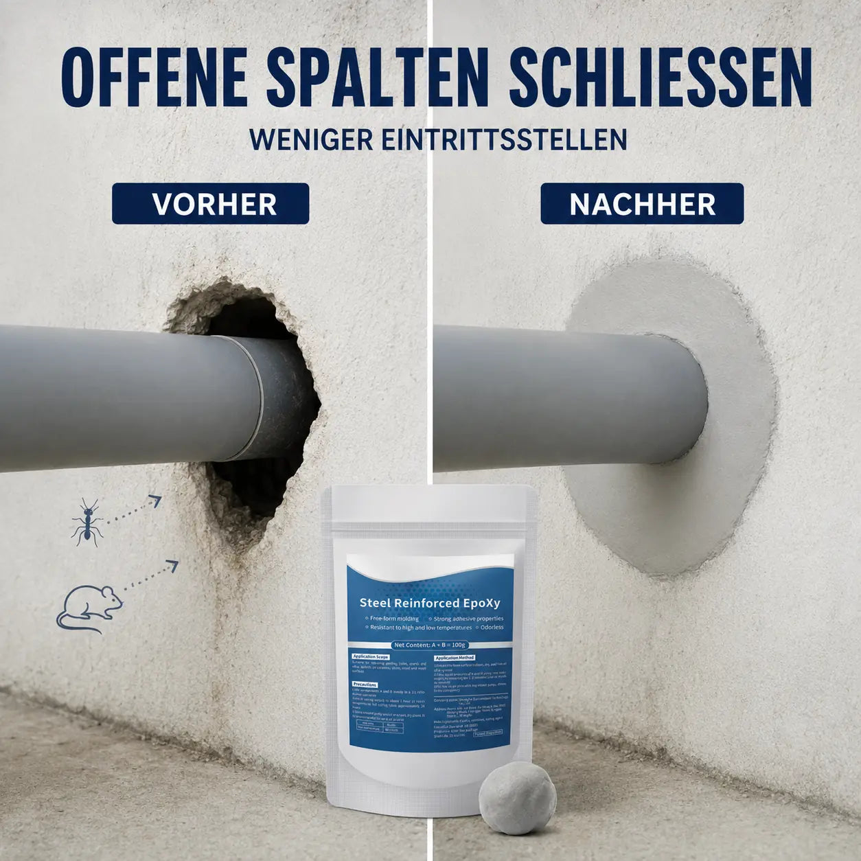 Wasserbeständige Dichtknete für Löcher & Spalten