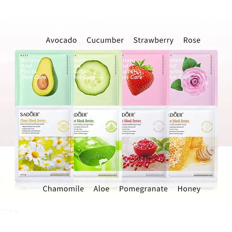 Luxury Botanical Hydration Facial Mask Set – 8 Premium Moisturizing & Firming Korean-Style Sheet Masks