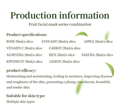 Premium Fruit Extract Hydrating Facial Mask Set