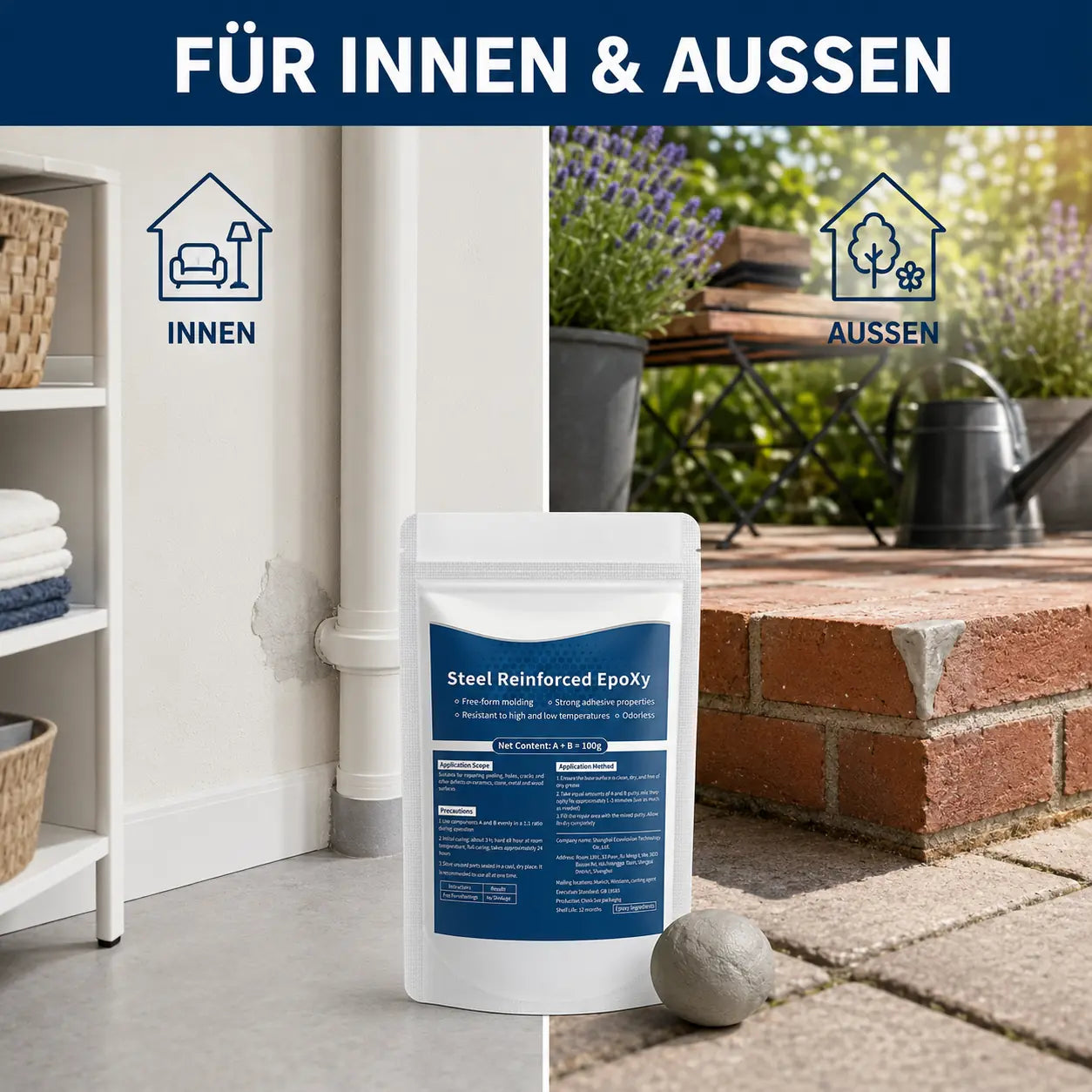 Wasserbeständige Dichtknete für Löcher & Spalten