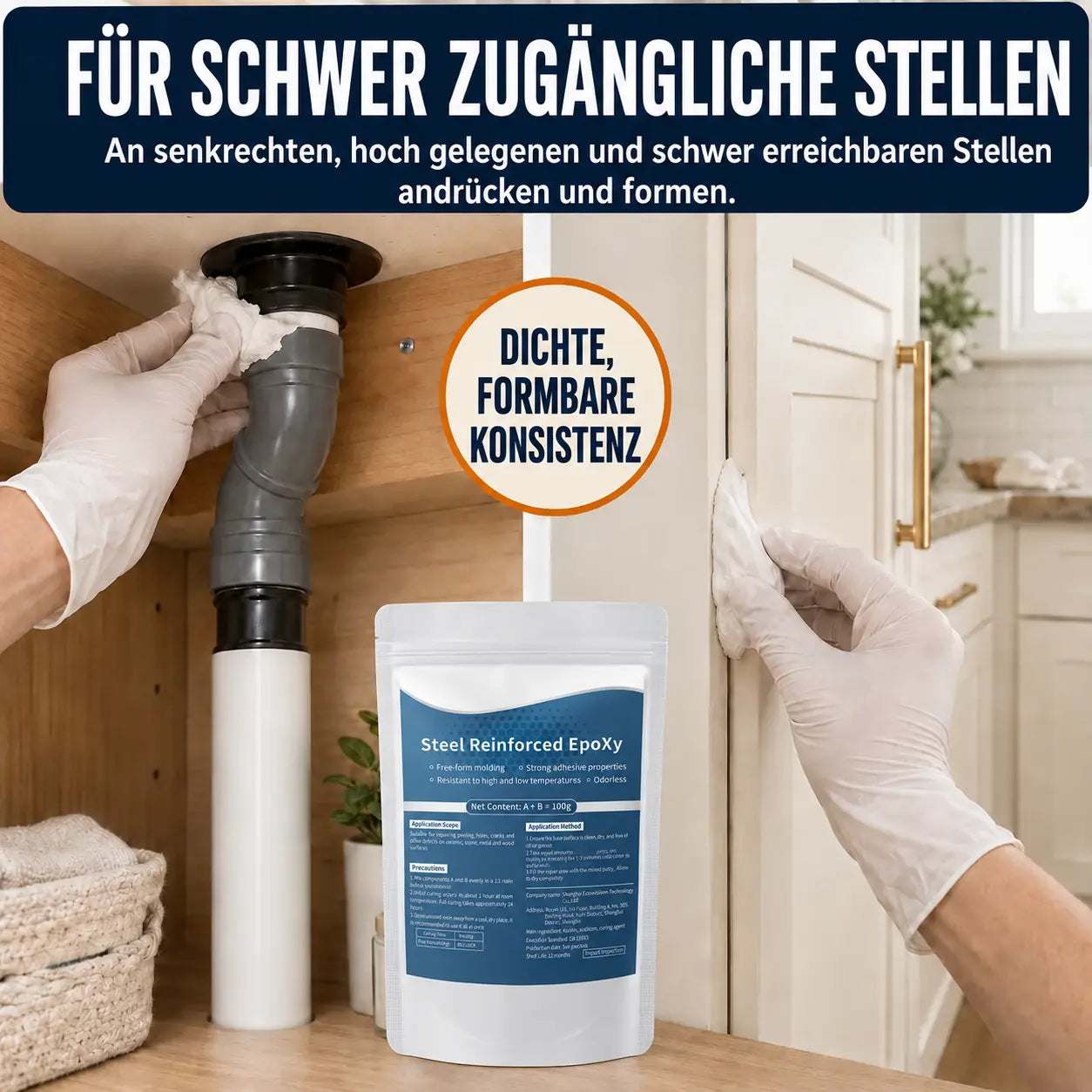 Wasserbeständige Dichtknete für Löcher & Spalten