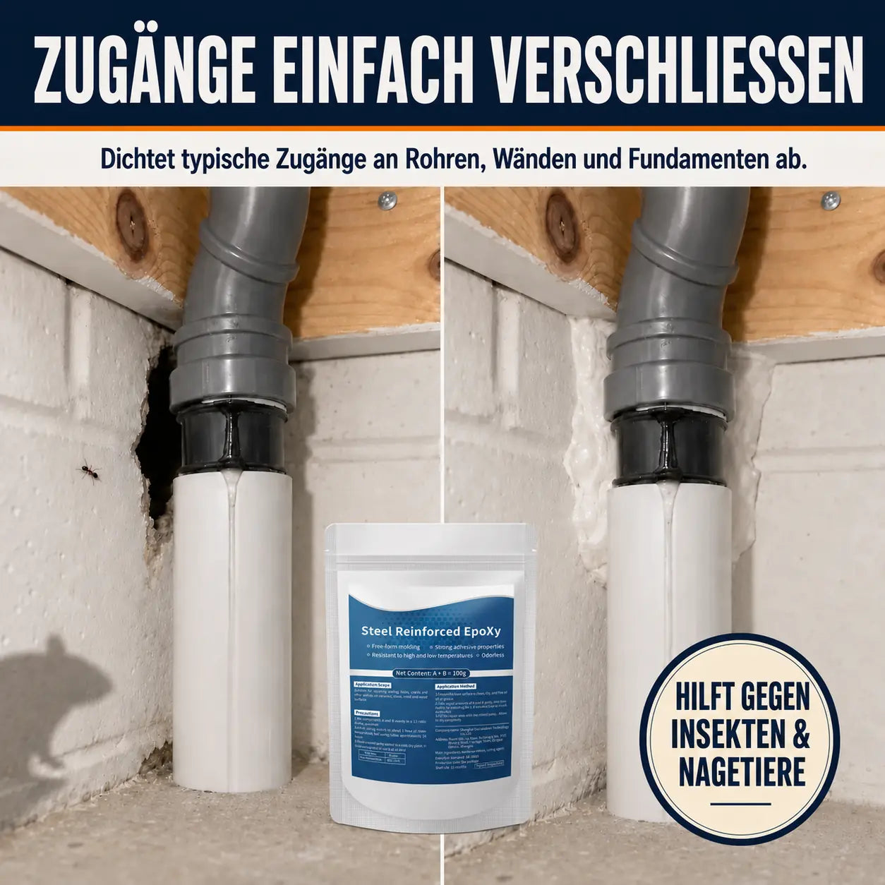 Wasserbeständige Dichtknete für Löcher & Spalten